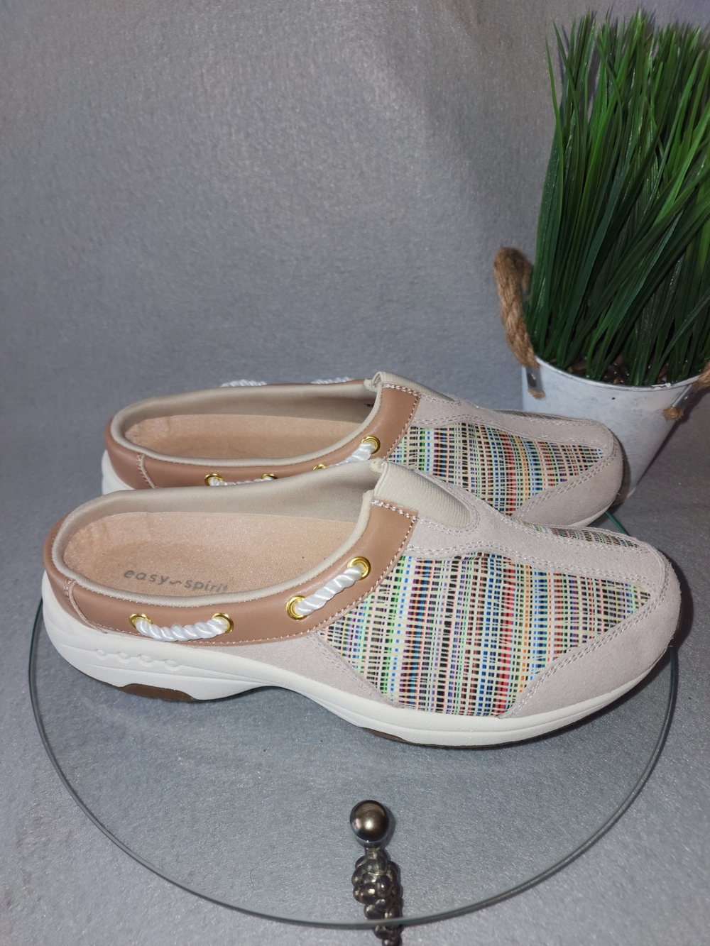 Easy Spirit Beige Multi-Color Slip-On Mules - Picture 2 of 4